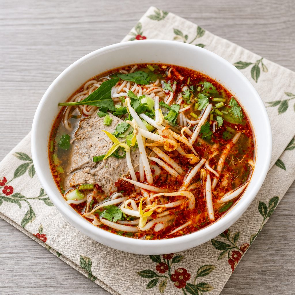 Hot and Spicy Beef Noodle Soup.