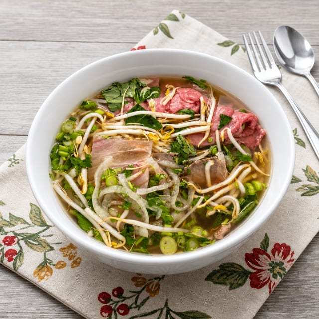 Rare Steak, Tendon Pho.